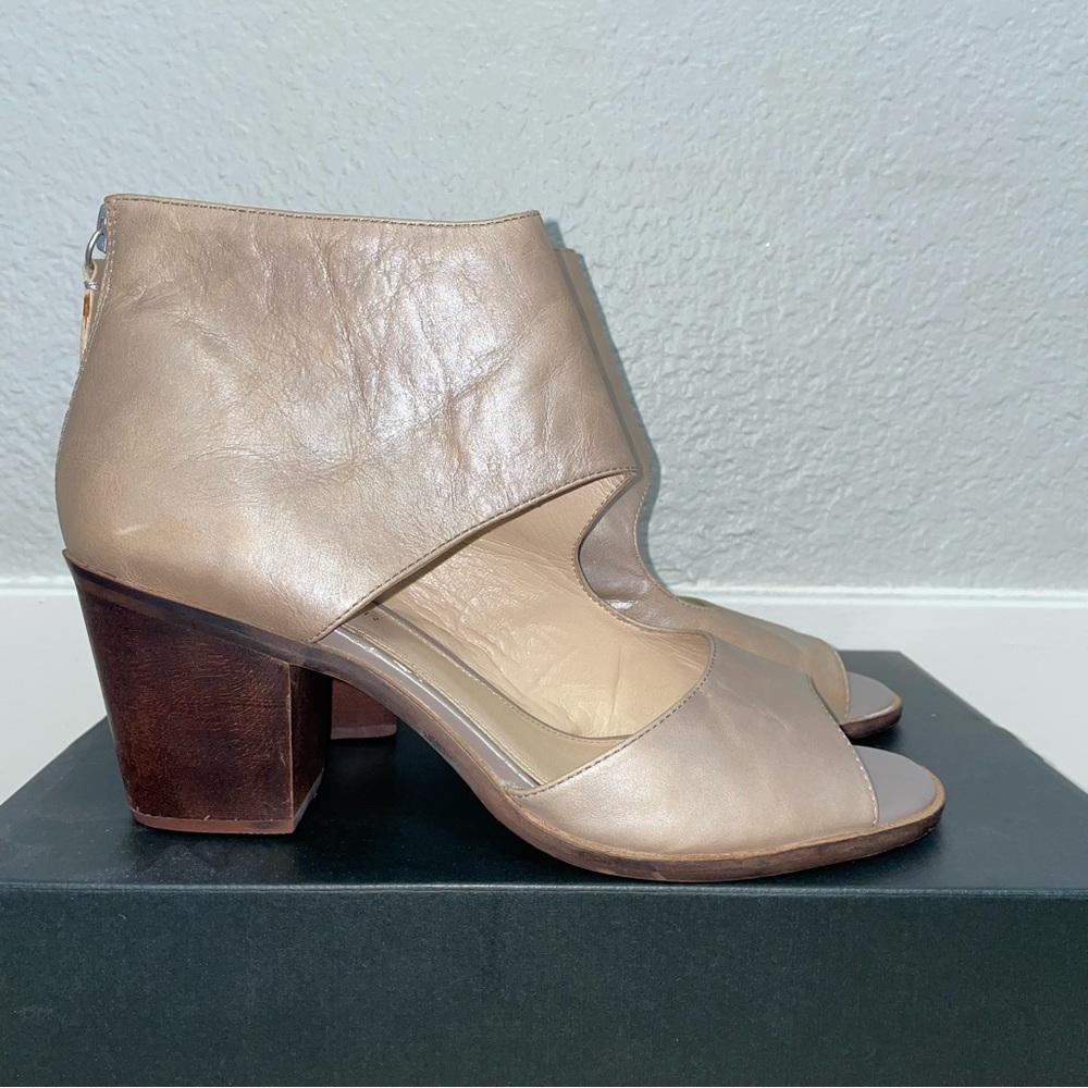 KDB Kelsi Dagger Brooklyn Tan Ankle Boots Open Toe With Zipper Size 8.5 - Picture 3 of 10